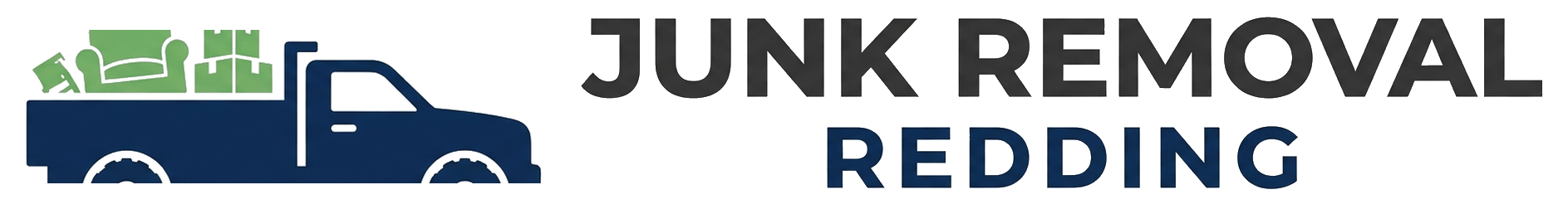Junk Removal Redding logo featuring a truck and furniture.